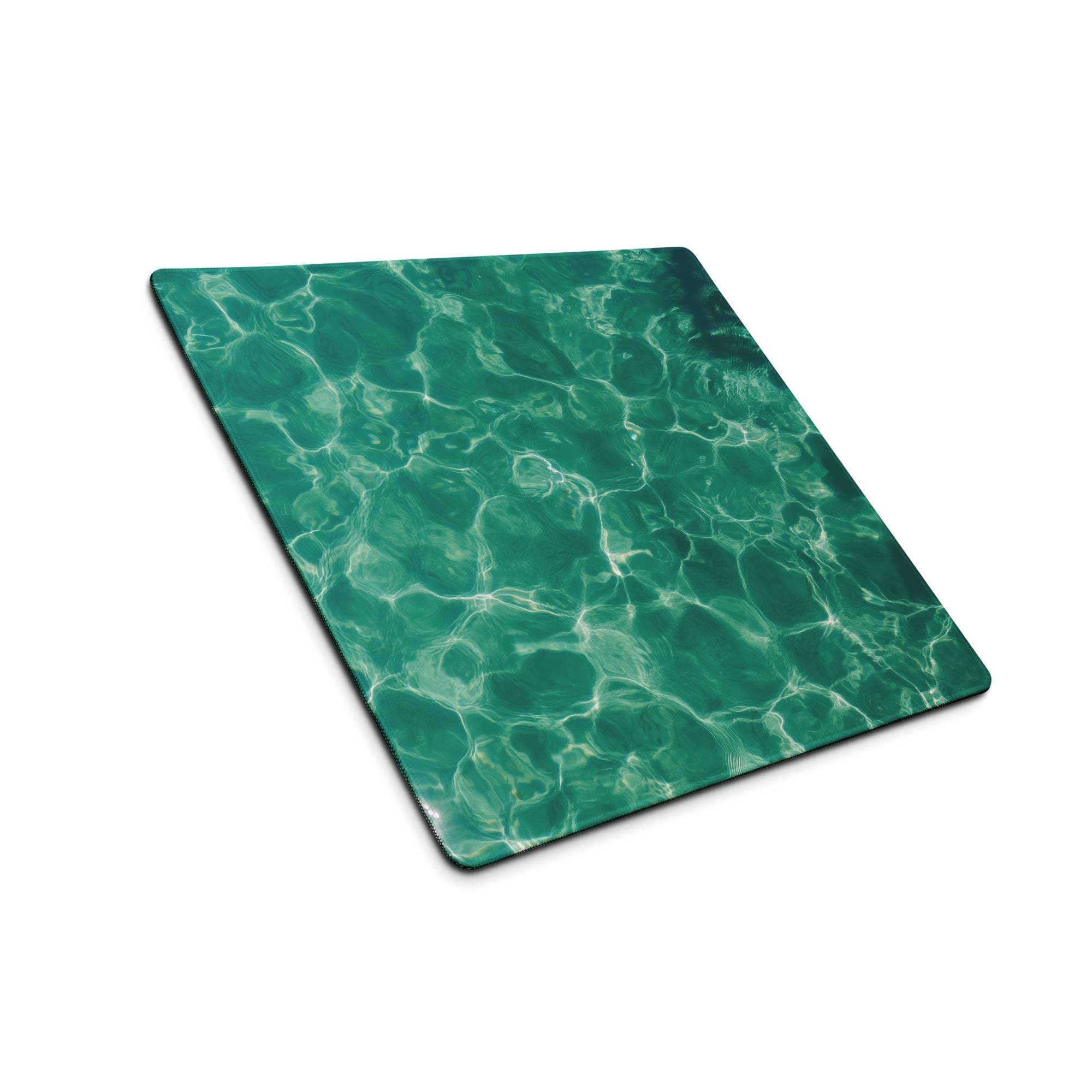 Vibrant ocean wave teal green large gaming mouse pad with non-slip base