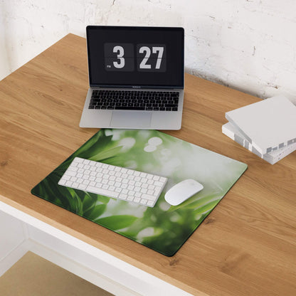 Green leaf-patterned jungle serenity large gaming mouse pad, matte non-slip