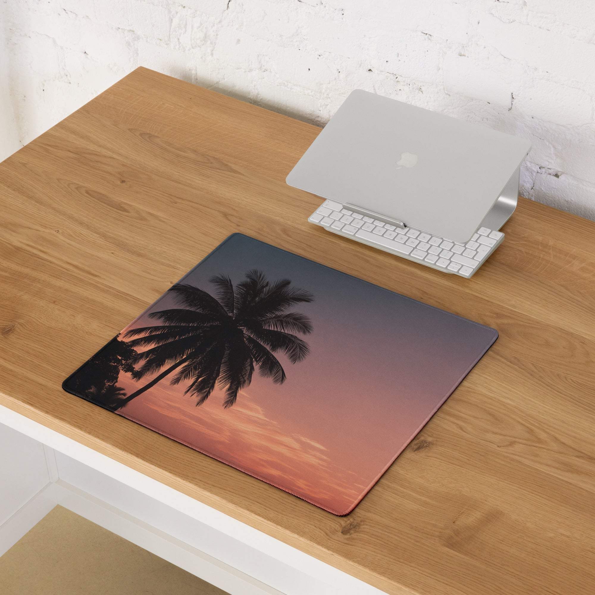 Relaxed Sunset Palm Tree large non-slip gaming mouse pad with vibrant scene