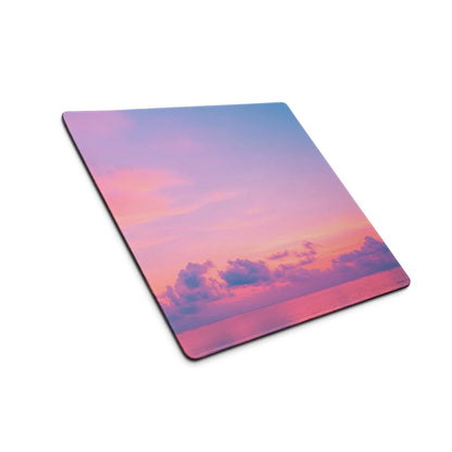 Dreamy sunset gradient gaming mouse pad with vibrant pink purple orange sky