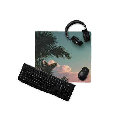 Tropical sunset palm leaves large gaming mouse pad with non-slip base