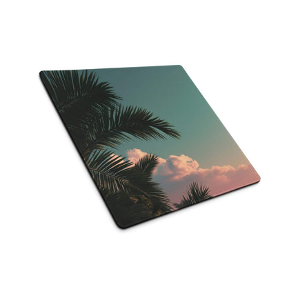 Square Tropical Sunset Palm Fronds Mousepad with Non-Slip Base
