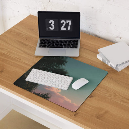 Tropical sunset palm leaves large gaming mouse pad with non-slip base