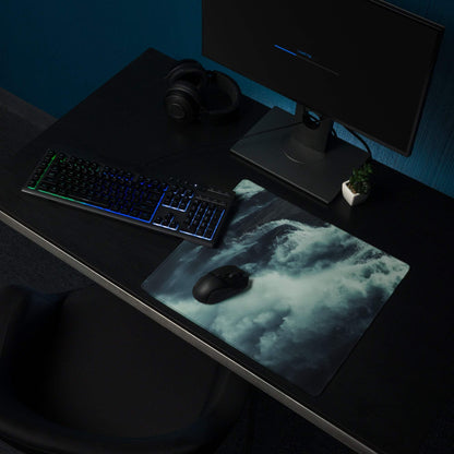 Cinematic moody teal ocean waves non-slip large gaming mouse pad