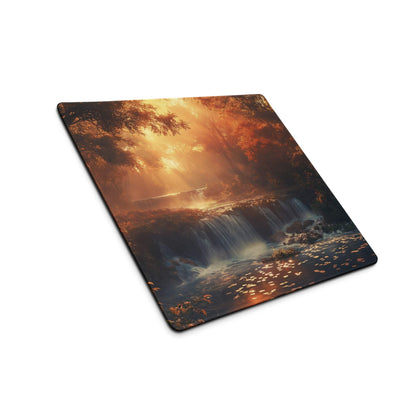 Autumn sunset waterfall large gaming mouse pad with non-slip base