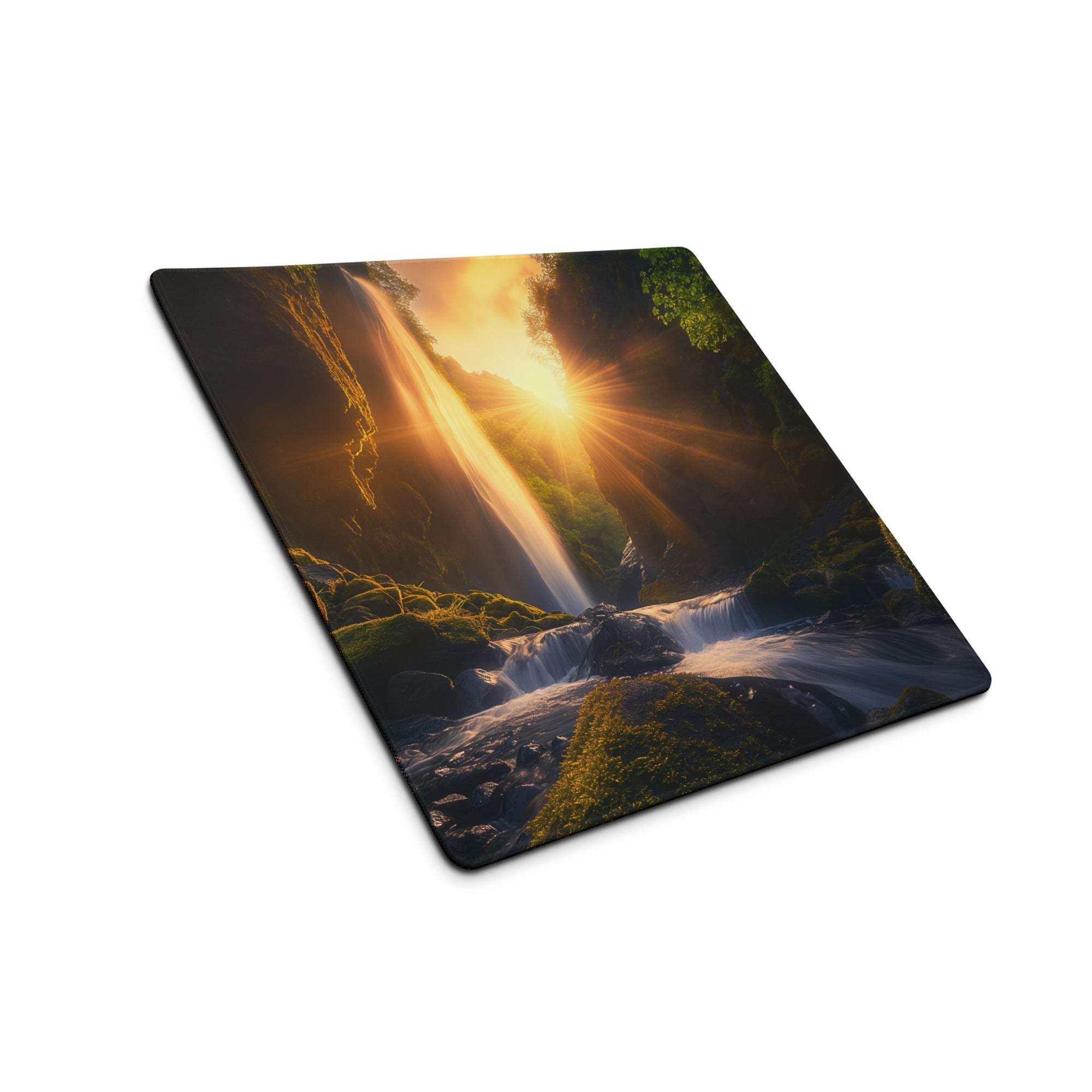 Square epic waterfall sunlit gaming mouse pad with non-slip base