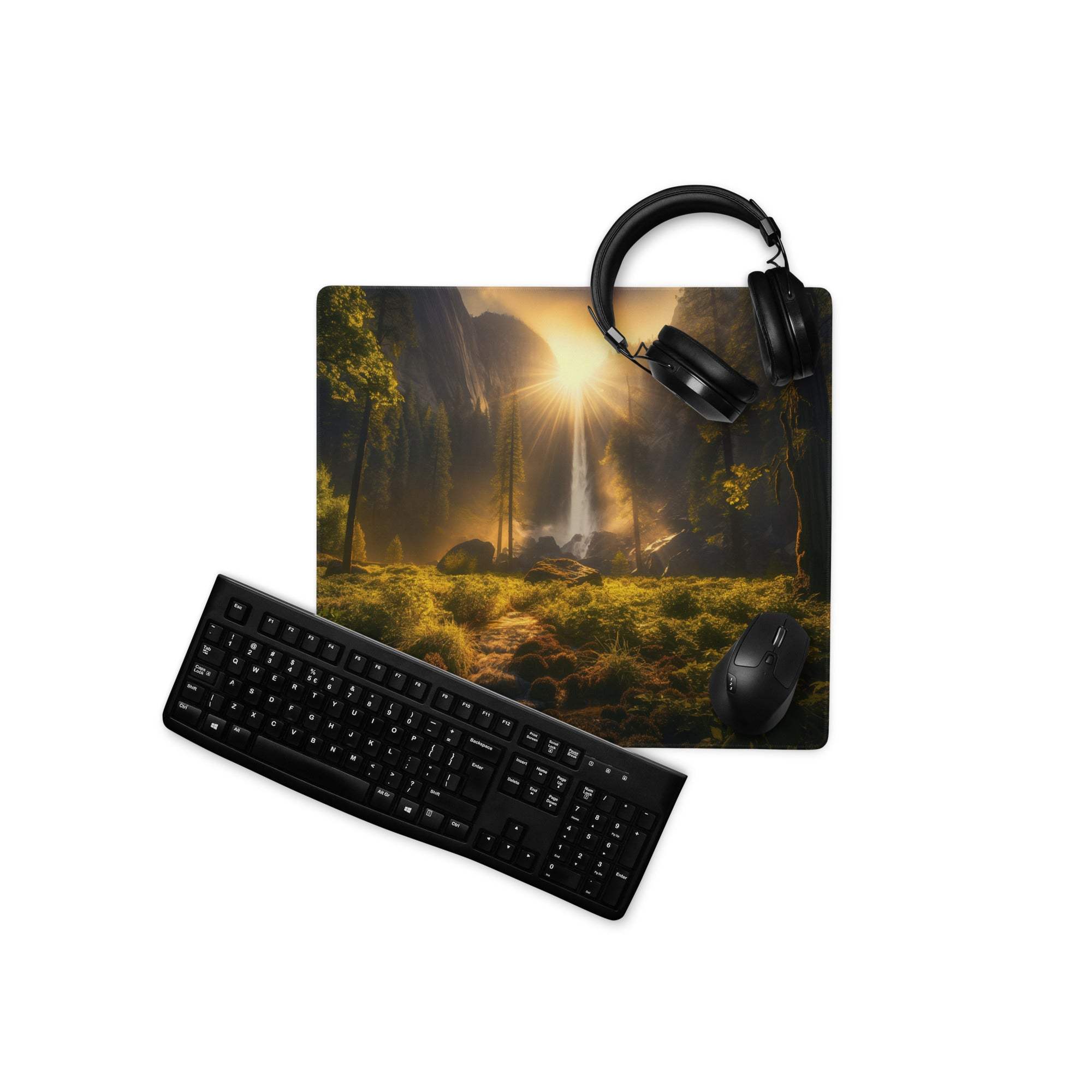 Nature inspired forest sunrise large non-slip stitched gaming mouse pad