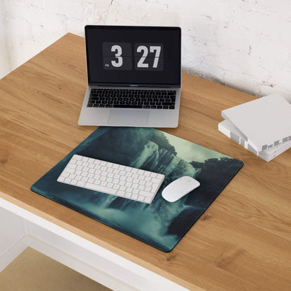 Epic Waterfall Scene moody green black gaming mouse pad