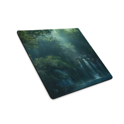 Premium Forest Mist large gaming mouse pad with serene waterfall scene