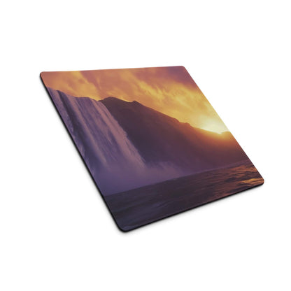 Epic Sunset Waterfall large gaming mouse pad with non-slip backing