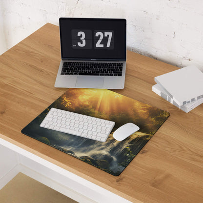 Nature Scene Golden Hour Waterfall Gaming Mouse Pad with Non-Slip Base