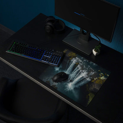 Black Moody Waterfall gaming mouse pad with non-slip base