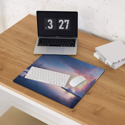Elegant icy blue sunset over winter mountains extra large gaming mouse pad