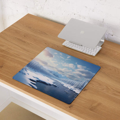 Winter Serenity snowy arctic landscape gaming mouse pad with non-slip base