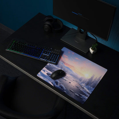 Epic Blue Winter Sunrise icy landscape gaming mouse pad