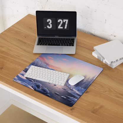 Epic Blue Winter Sunrise snowy mountain gaming mouse pad