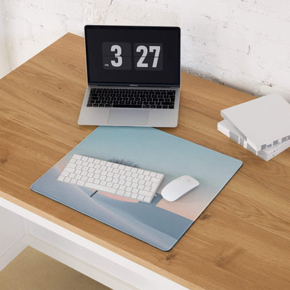 Blue pastel winter landscape gaming mouse pad large size with non-slip base