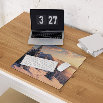 Epic snowy mountain sunset landscape large gaming mouse pad