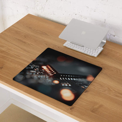 Premium large dark gaming mouse pad with blurred cityscape bokeh lights