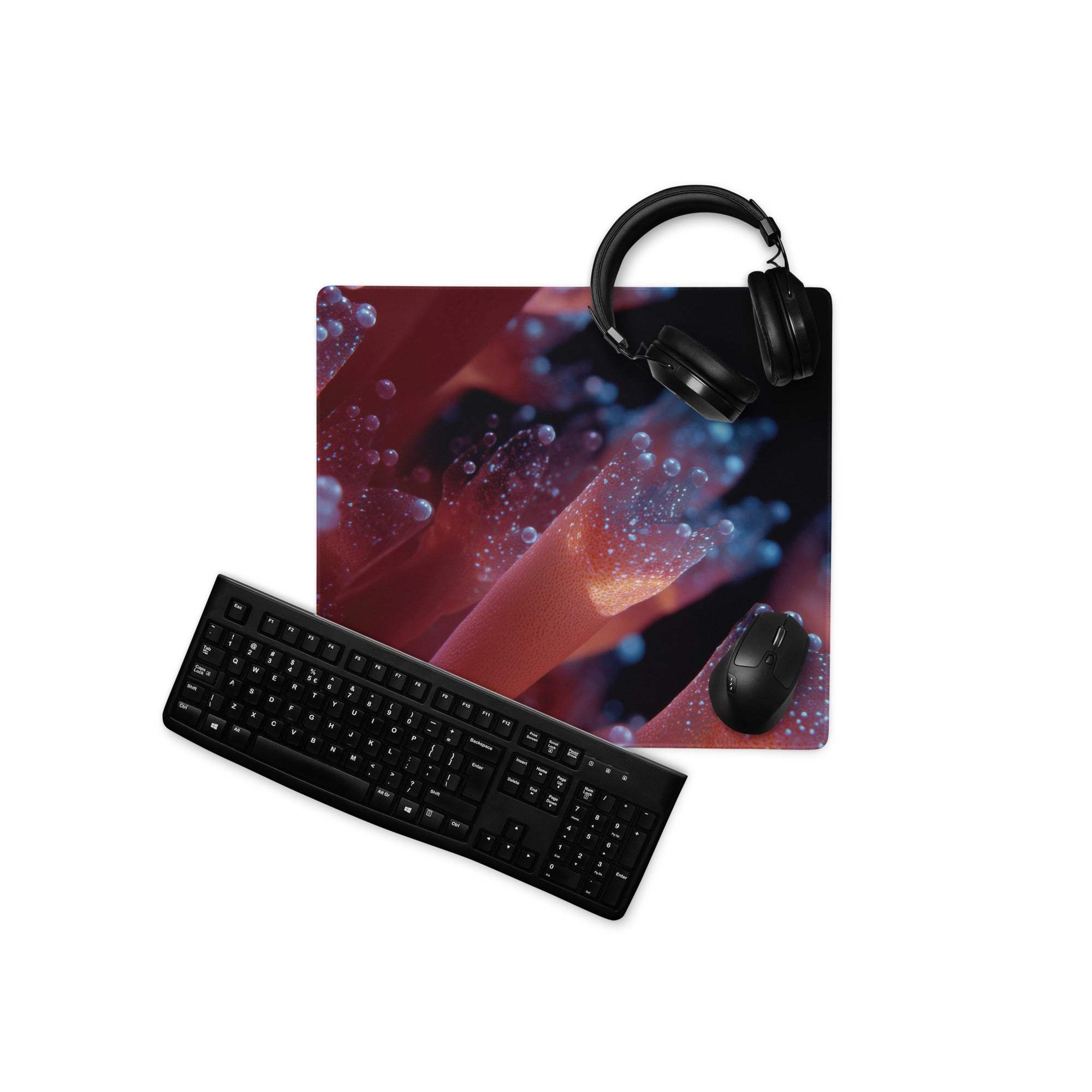 Neon Nebula large non-slip stitched red blue cosmic gaming mouse pad