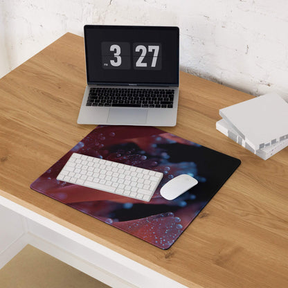 Neon Nebula large non-slip stitched red blue gaming mousepad with vibrant abstract design