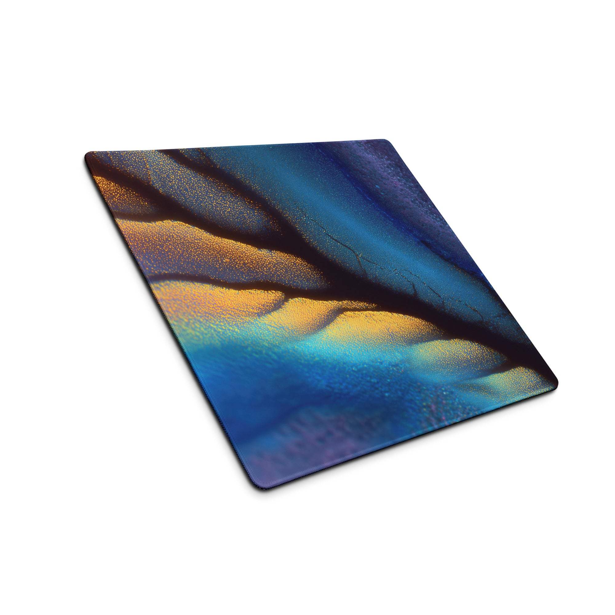 Premium Abstract Aurora iridescent ocean blue gold gaming mouse pad