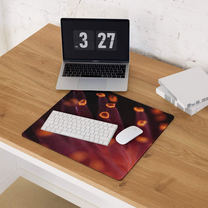 Premium large gaming mouse pad with red orange bokeh glow for Dota CSGO