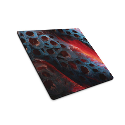 Bold abstract lava blue red gaming mouse pad with cellular design