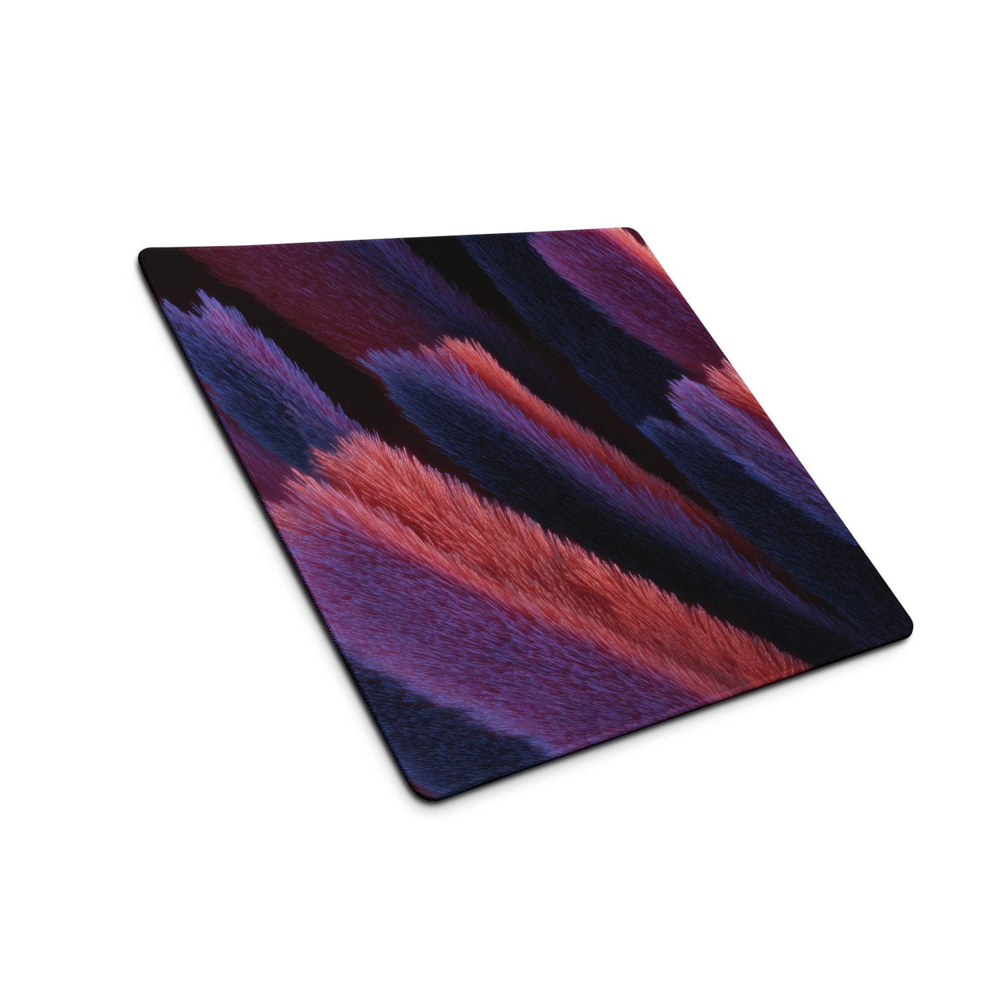 Vibrant multicolor feather pattern gaming mouse pad with non-slip base
