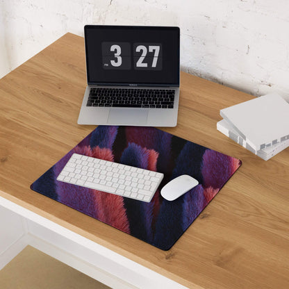 Vibrant purple pink feather gaming mouse pad with non-slip base