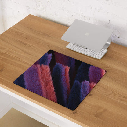 Vibrant multicolor feather wave gaming mouse pad with non-slip base