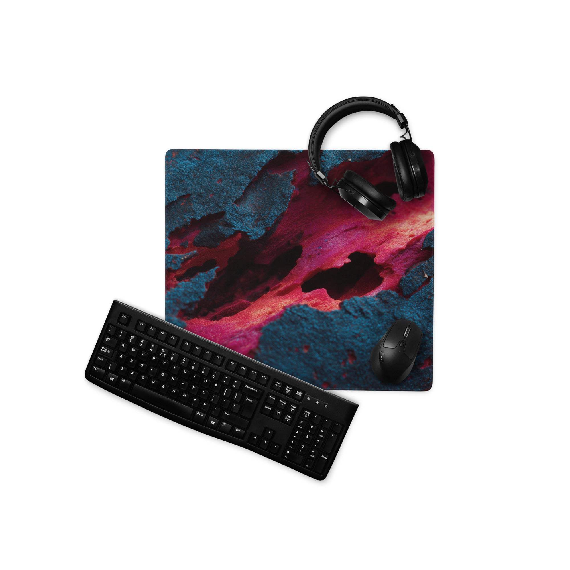 Vibrant lava neon teal magenta black large gaming mouse pad