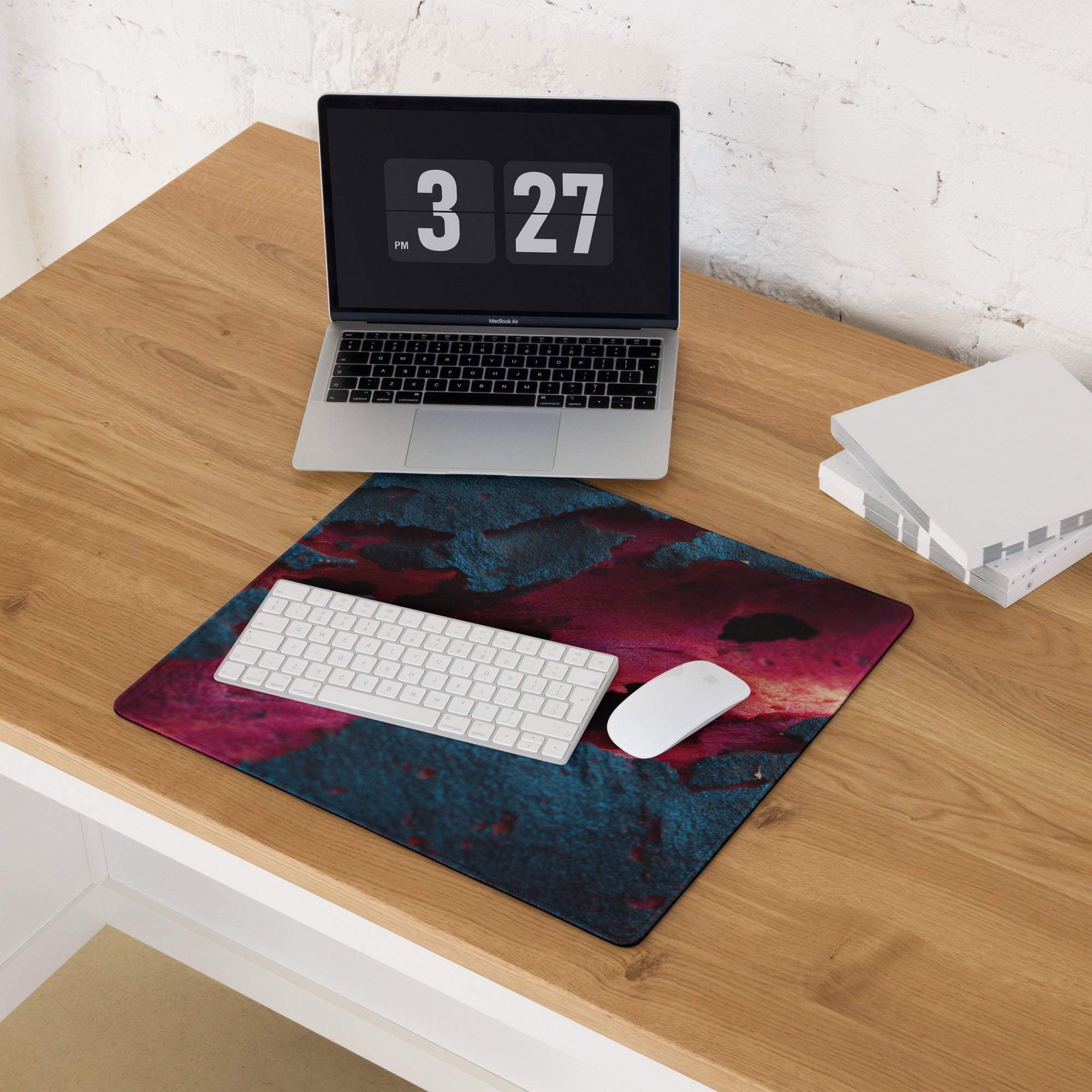 Vibrant lava neon blue pink large gaming mouse pad with non-slip base