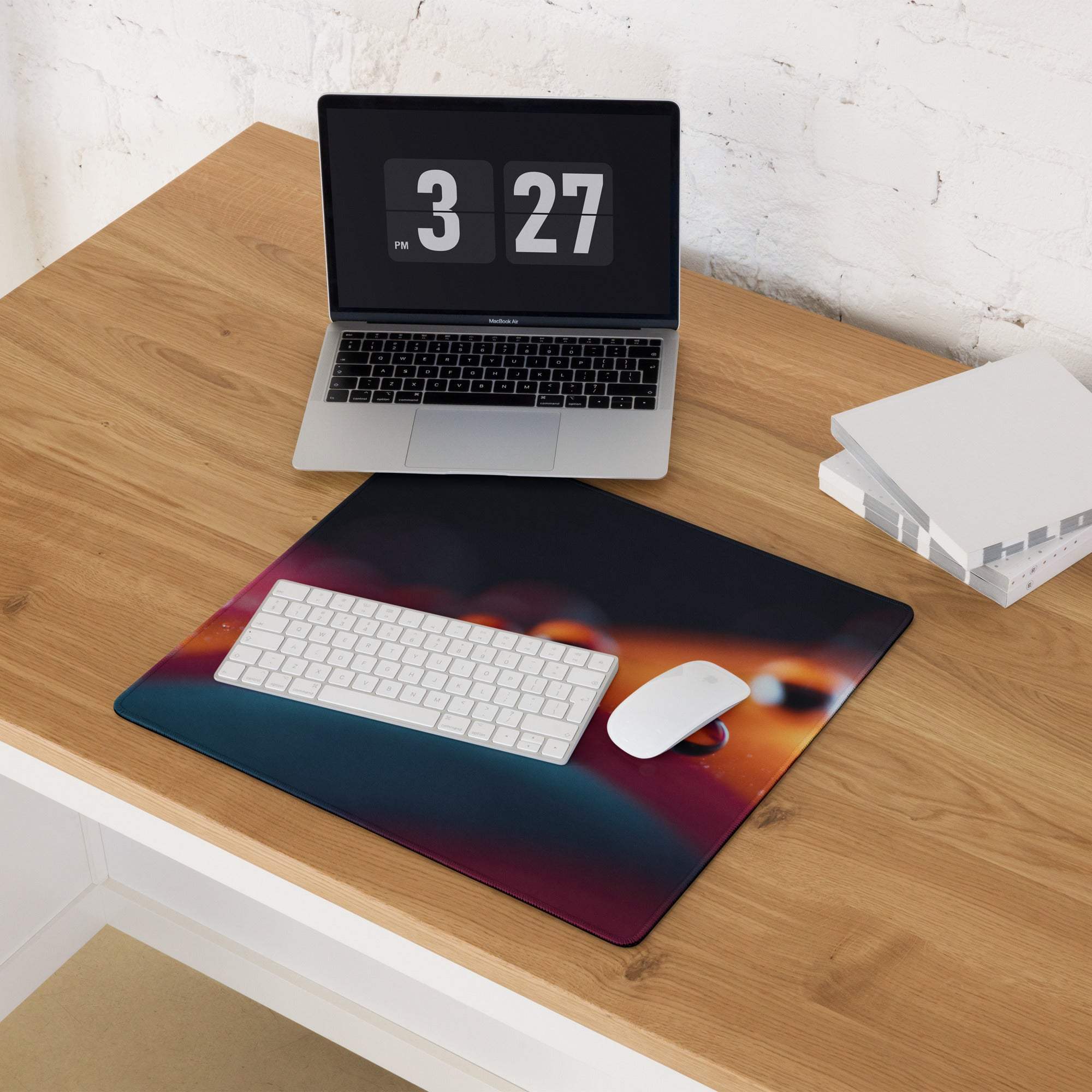 Vibrant space-themed extra large gaming mouse pad with cosmic gradient