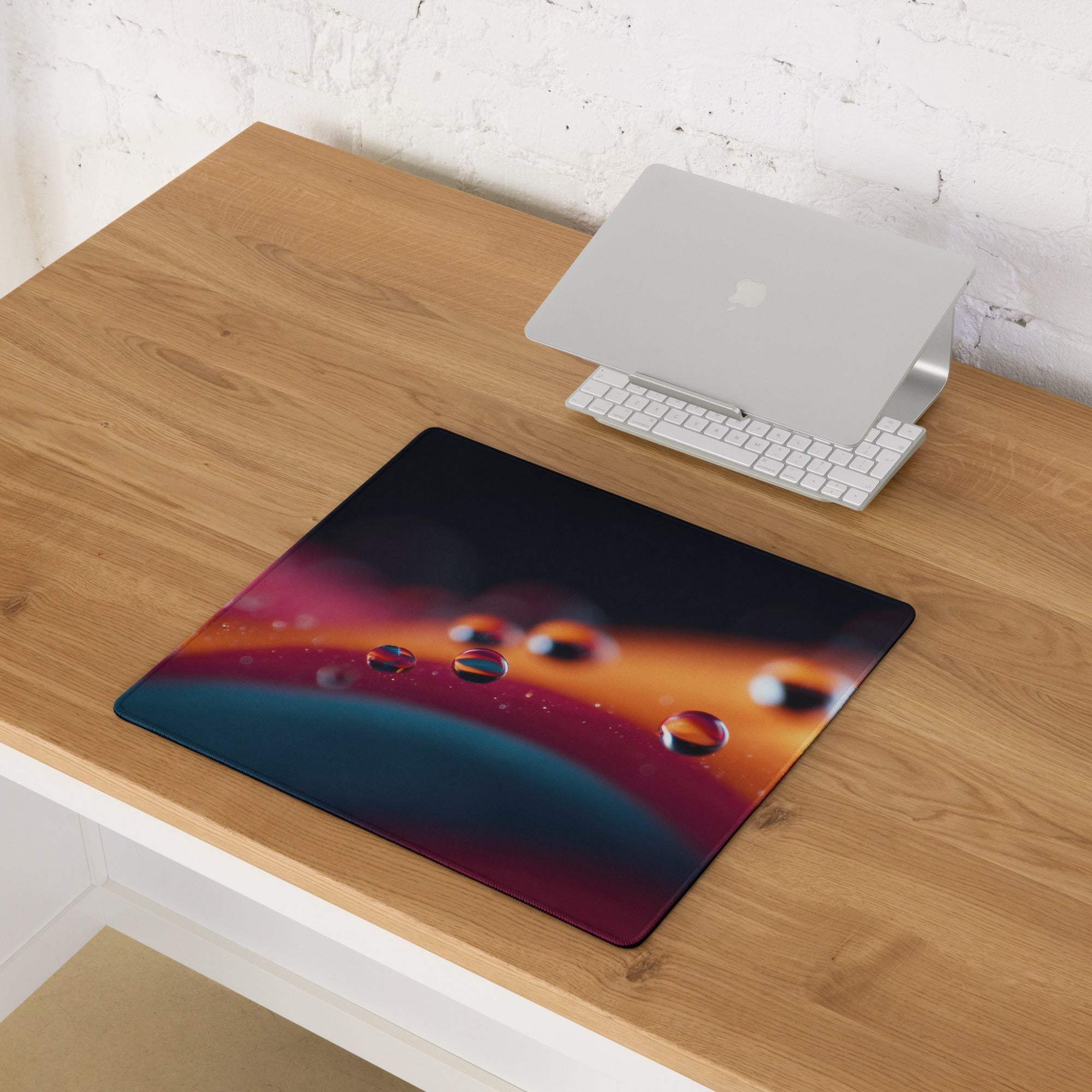 Vibrant cosmic extra large gaming mouse pad with glowing orbs