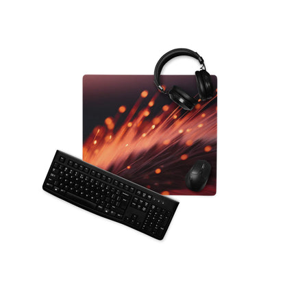Black keyboard on Dynamic Neon Ember Glow esports mouse pad