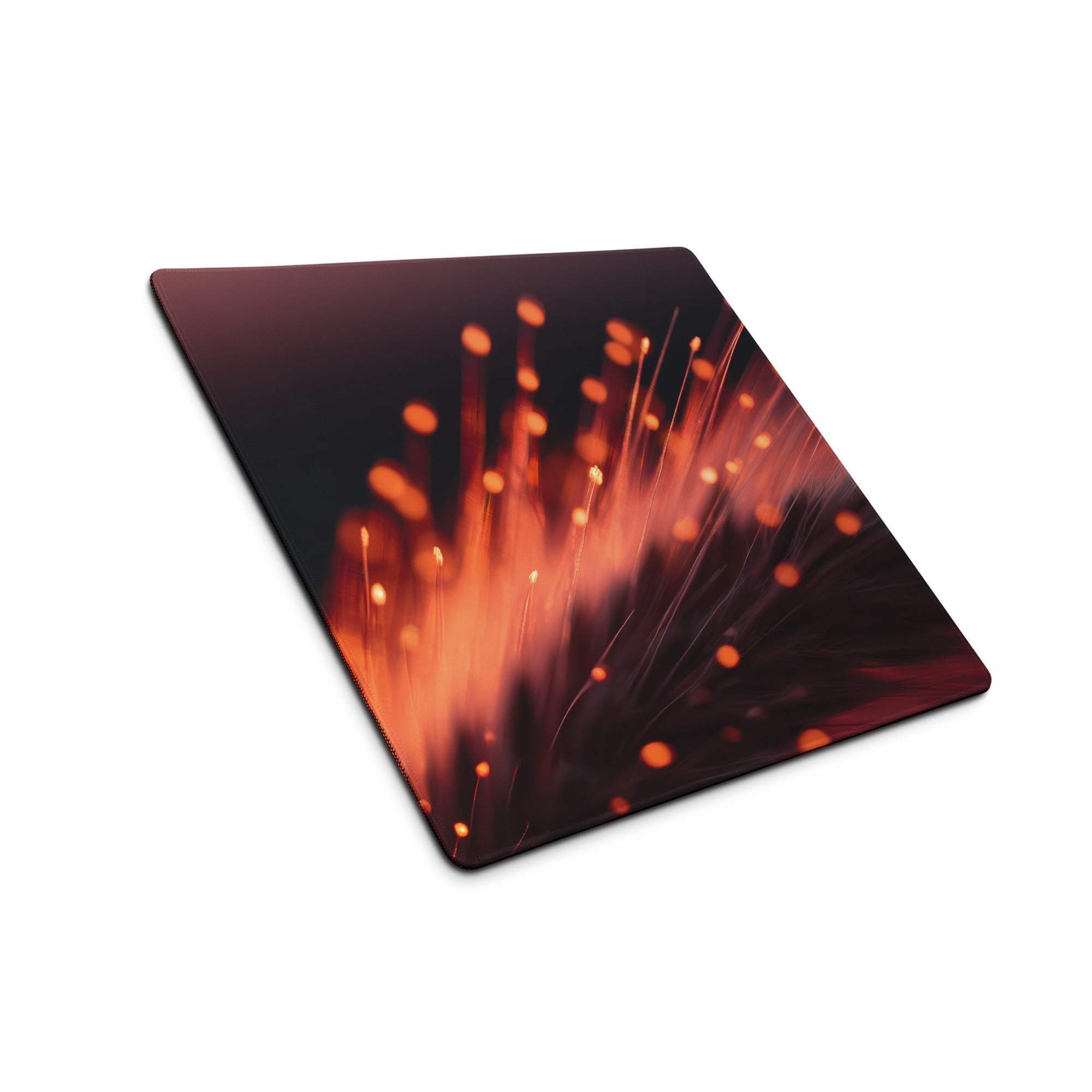 Dynamic Neon Ember Glow large esports gaming mousepad with fiery fiber optic design