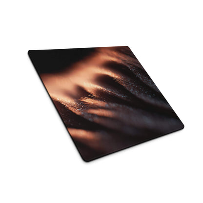 Premium large dark ember gaming mouse pad with golden light streaks