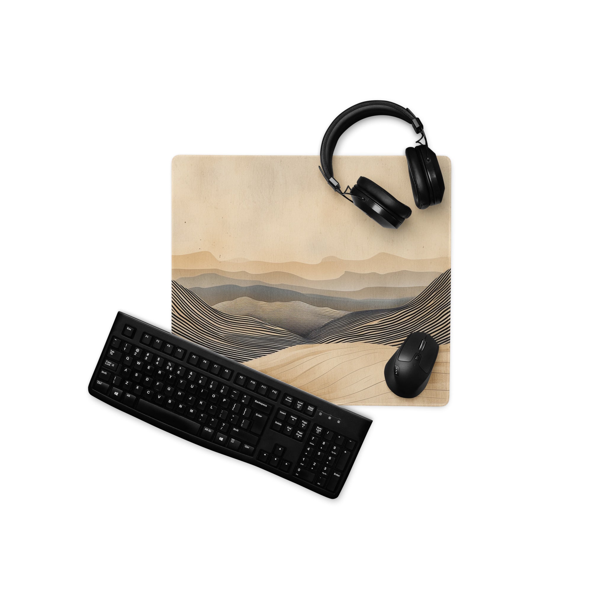Desert Dunes Beige Tan Landscape Mouse Pad For Desk Boho Minimalist Home Office Decor Art