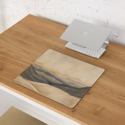 Desert Dunes Beige Tan Landscape Mouse Pad For Desk Boho Minimalist Home Office Decor Art
