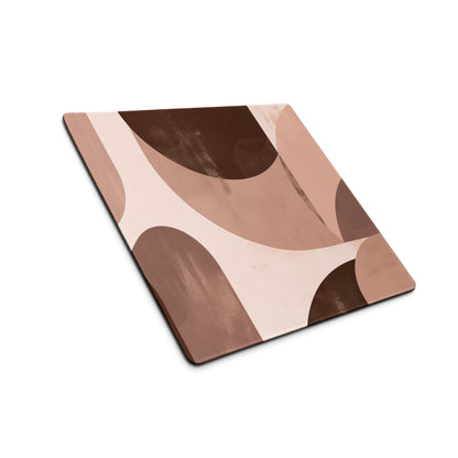 Boho Geometric Mouse Pad Taupe Brown Desk Mat for Modern Home Office Decor and Gaming Setup