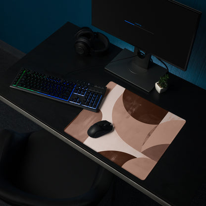 Boho Geometric Mouse Pad Taupe Brown Desk Mat for Modern Home Office Decor and Gaming Setup