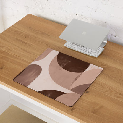 Boho Geometric Mouse Pad Taupe Brown Desk Mat for Modern Home Office Decor and Gaming Setup