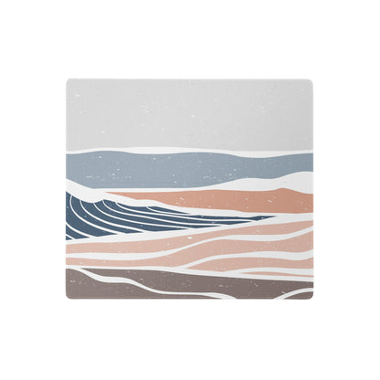 Boho Ocean Wave Mouse Pad Gray Blue Peach Tones For Gaming Desk Non Slip Edge Stitching