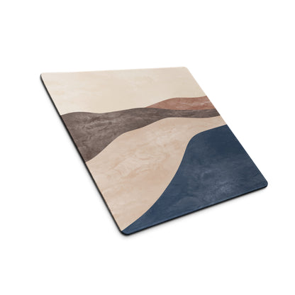 Boho Landscape Desk Pad - Landscape Desk Pad Beige Brown Navy Calm Mood Boho Desk Decor Printed Fabric 36x18 Non Slip