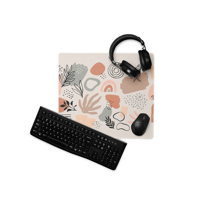 Boho Botanical Pastel Mouse Pad Abstract Art For Home Office Beige Pink Peach Gray Large Non Slip Desk MatEdgeStitching