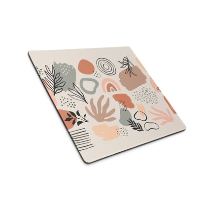 Boho Botanical Pastel Mouse Pad Abstract Art For Home Office Beige Pink Peach Gray Large Non Slip Desk MatEdgeStitching