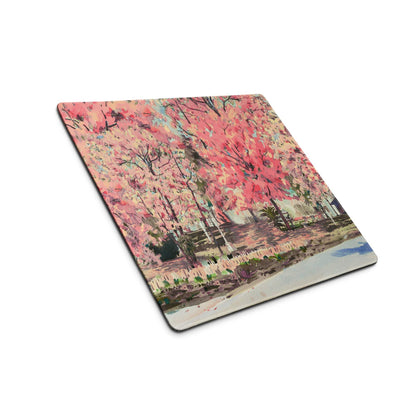 Cherry Blossom Pink Mouse Pad For Desk Setup Large Non Slip Watercolor Style For Home Office
