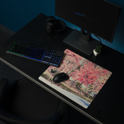Cherry Blossom Pink Mouse Pad For Desk Setup Large Non Slip Watercolor Style For Home Office
