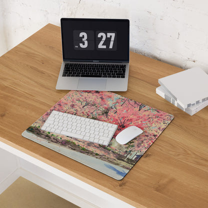 Cherry Blossom Pink Mouse Pad For Desk Setup Large Non Slip Watercolor Style For Home Office